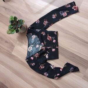 Floral Long Sleeve Crop Top